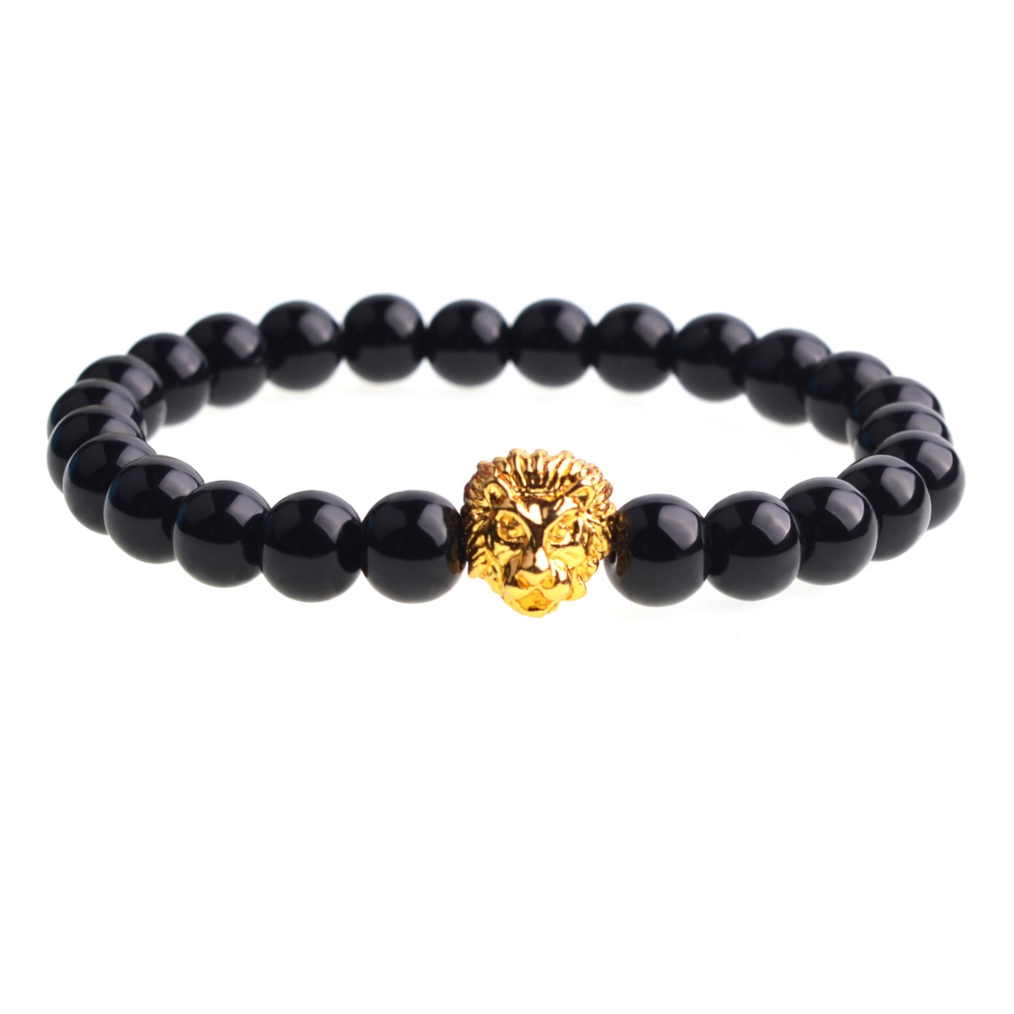 Natural Gemstone Bracelet Lion Head beads Bangles Charm For Men and Women
