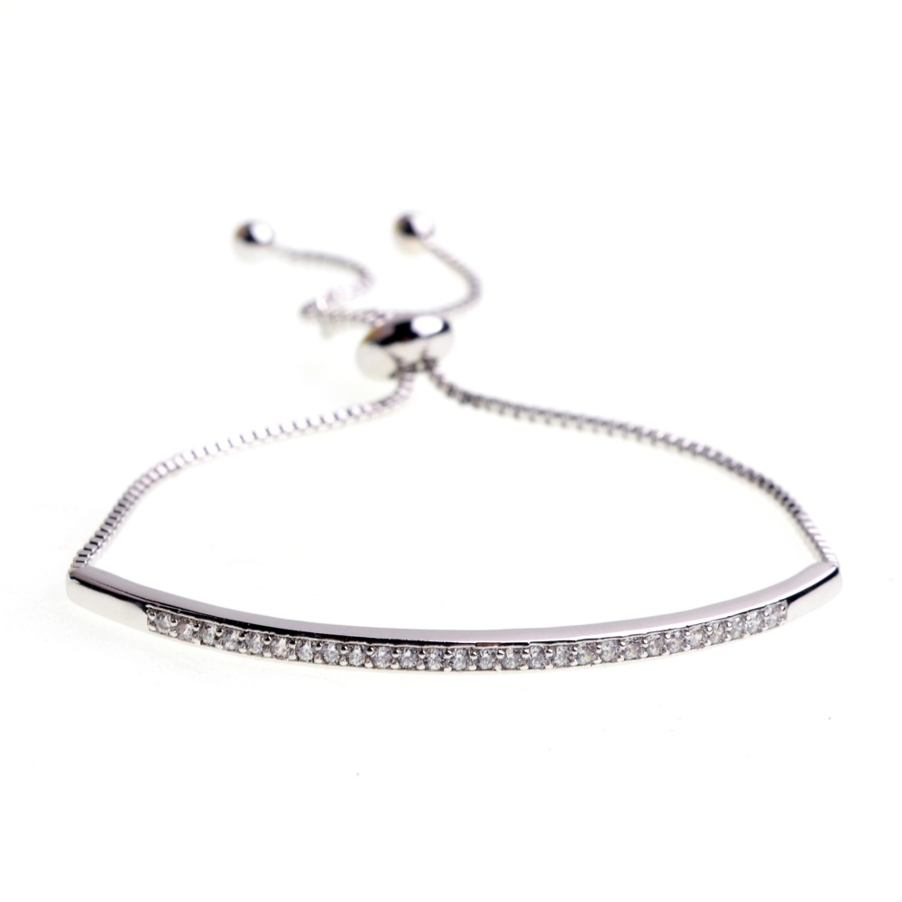 Fashion Alloy Adjustable Charm Bracelet Woman's Simple Diamond-studded Jewelry