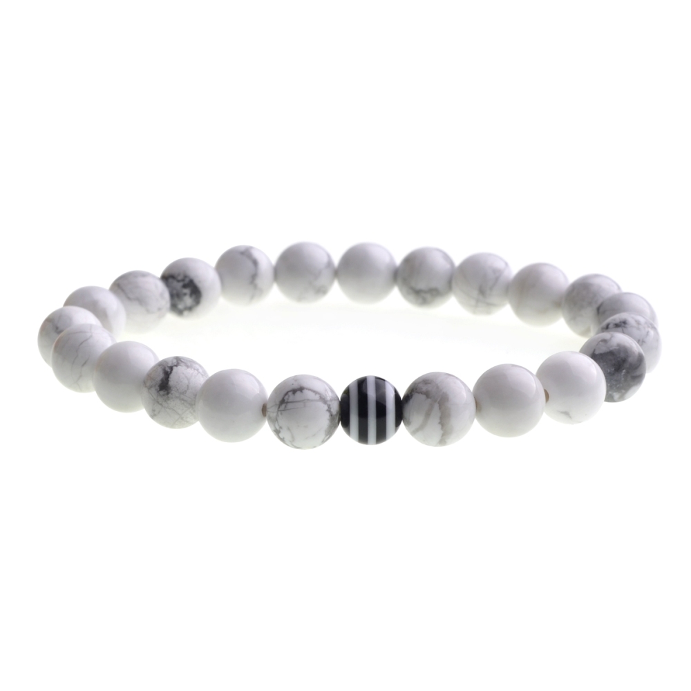 Black & White Balanced Howlite 8MM Bead Bracelet Multi-color Lava Charm Jewelry
