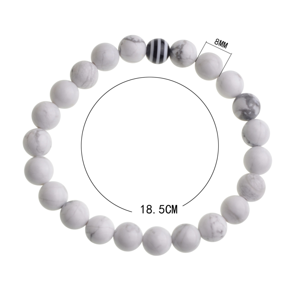 Black & White Balanced Howlite 8MM Bead Bracelet Multi-color Lava Charm Jewelry