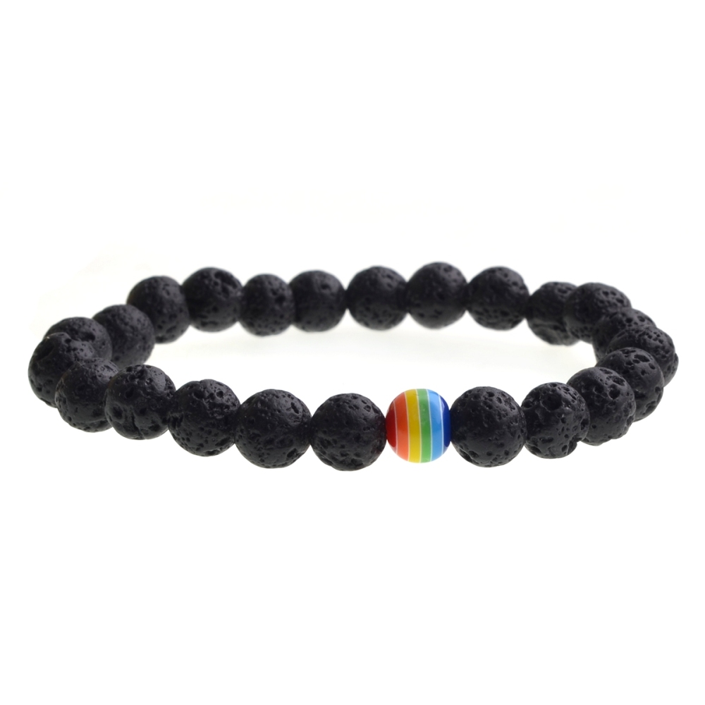 Black & White Balanced Howlite 8MM Bead Bracelet Multi-color Lava Charm Jewelry