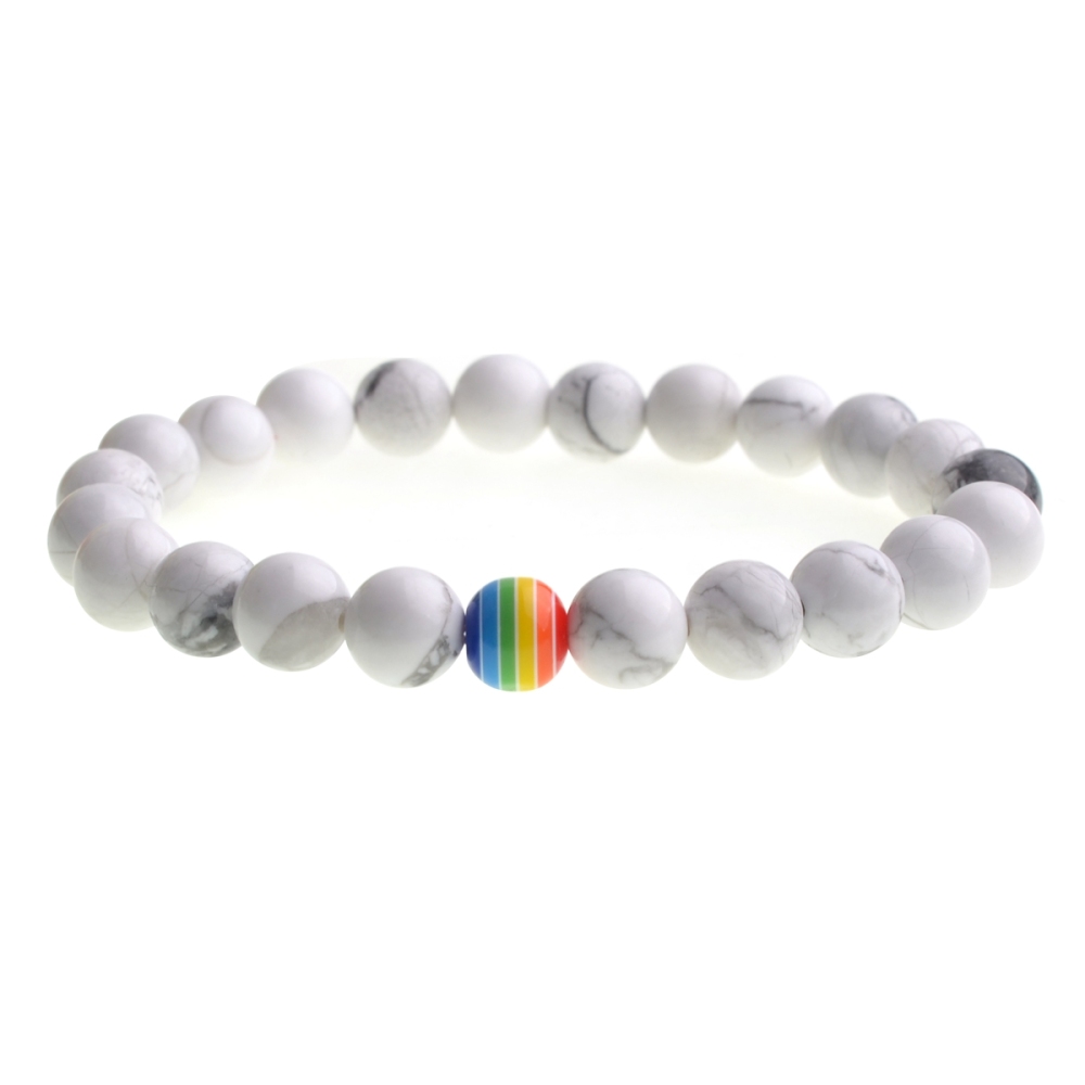 Black & White Balanced Howlite 8MM Bead Bracelet Multi-color Lava Charm Jewelry