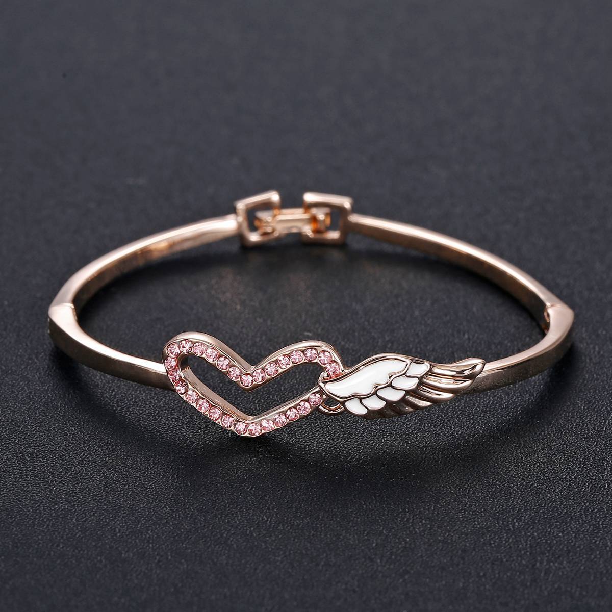 Love Wings Rose Gold Bracelet White Diamond