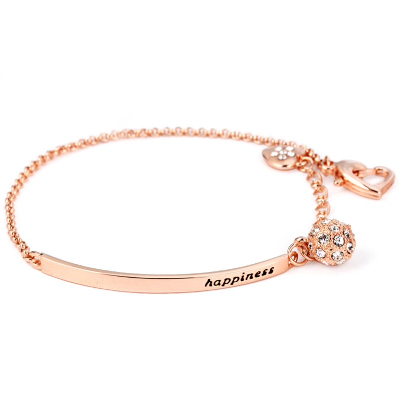 Stainless Stee Adjustable Bracelets Happiness Heartbeat Charm Jewelry for Women