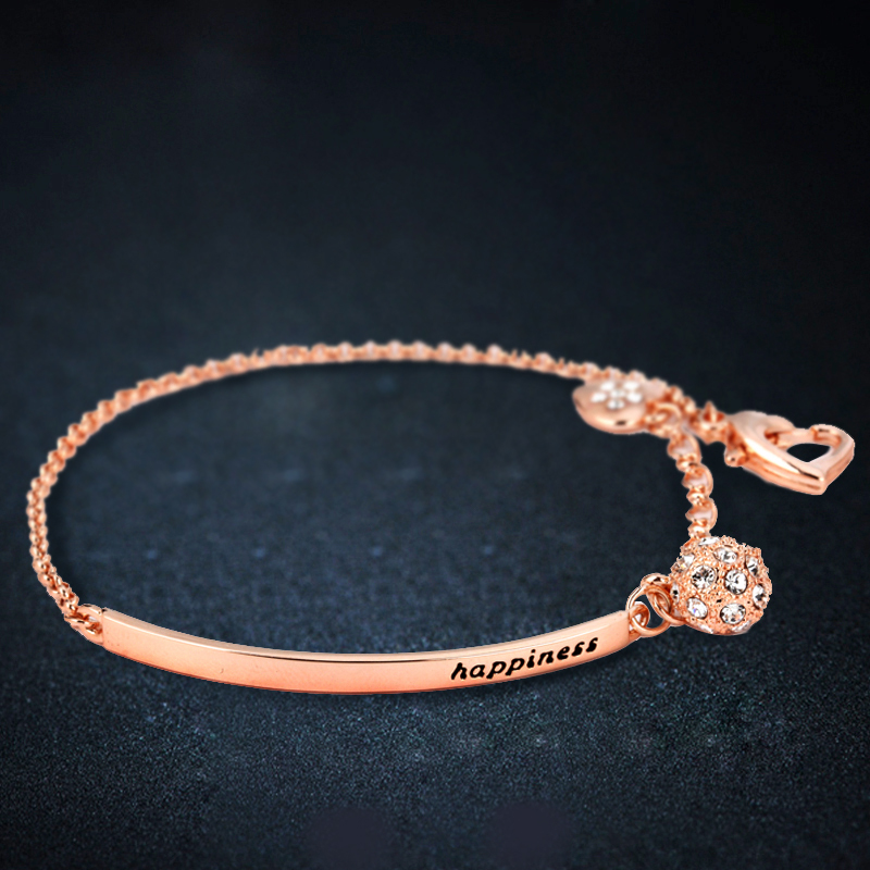 Stainless Stee Adjustable Bracelets Happiness Heartbeat Charm Jewelry for Women