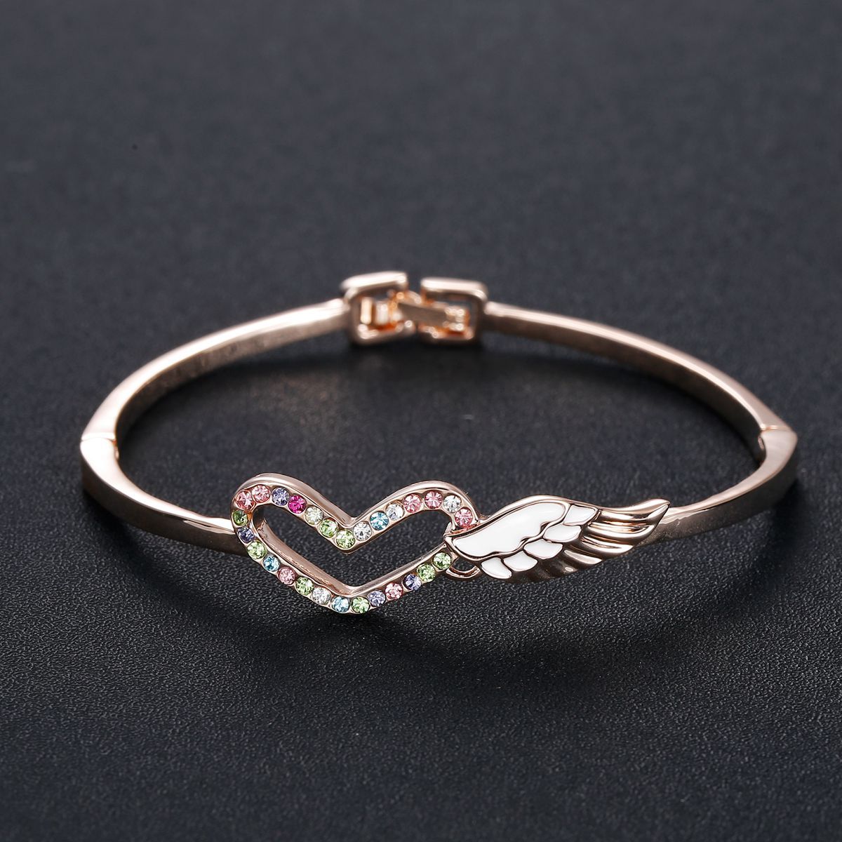 Love Wings Rose Gold Bracelet White Diamond