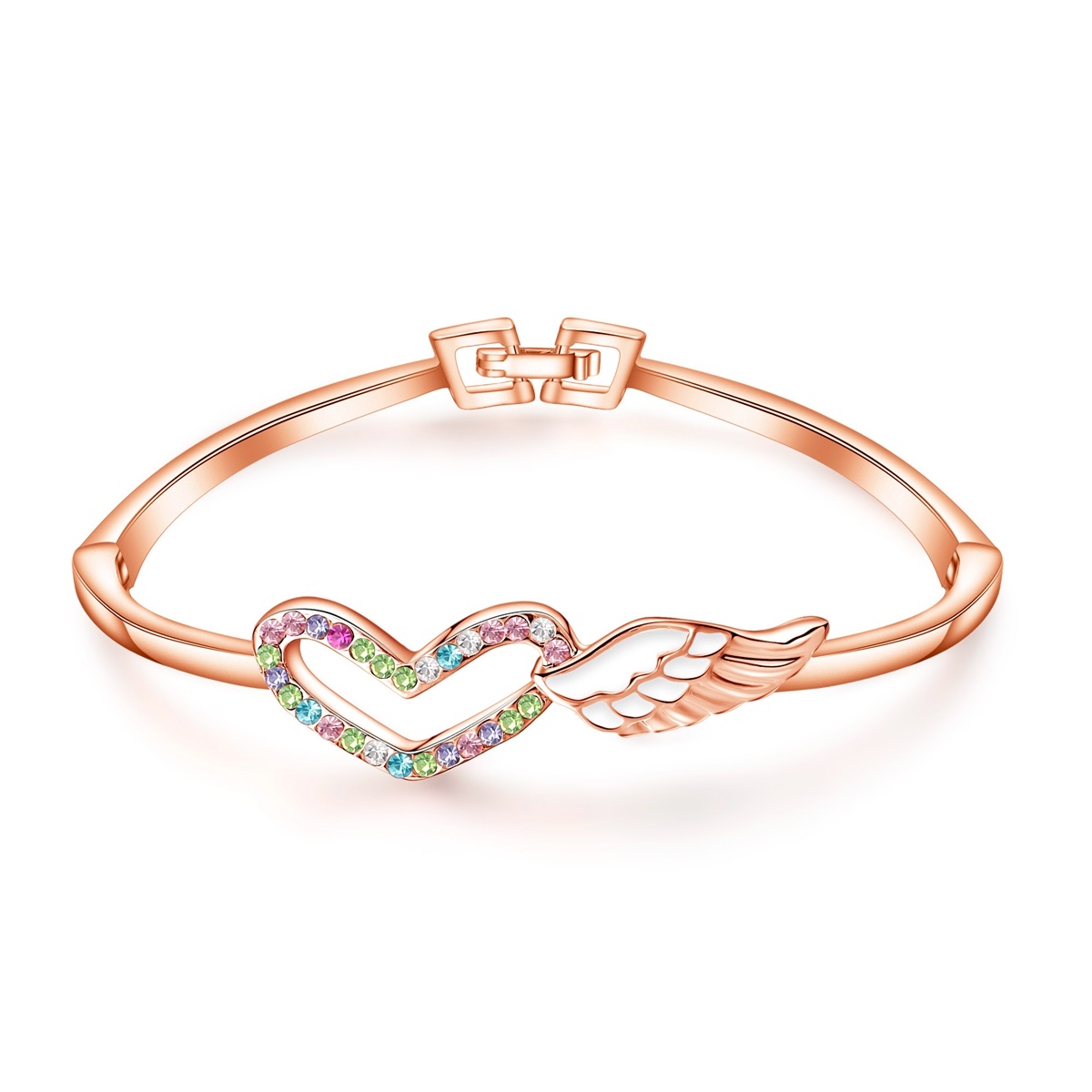 Love Wings Rose Gold Bracelet White Diamond