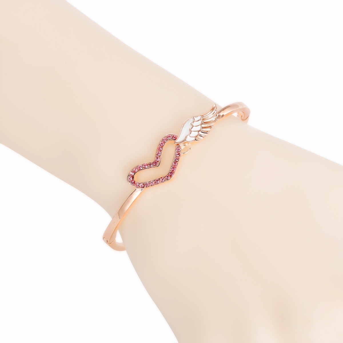 Love Wings Rose Gold Bracelet White Diamond