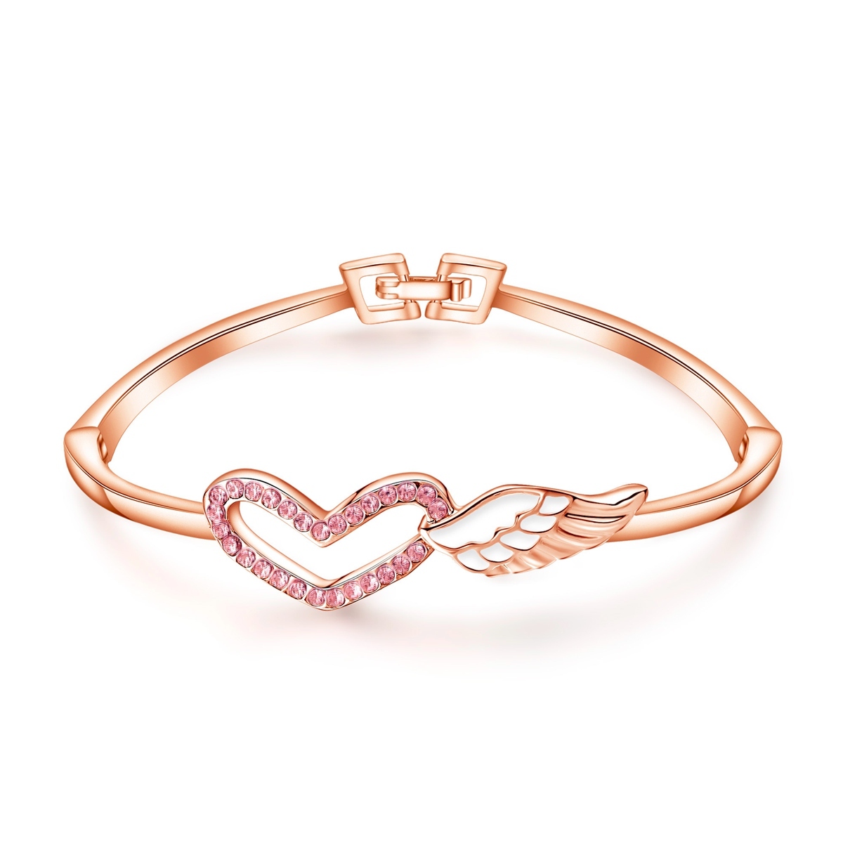 Love Wings Rose Gold Bracelet White Diamond