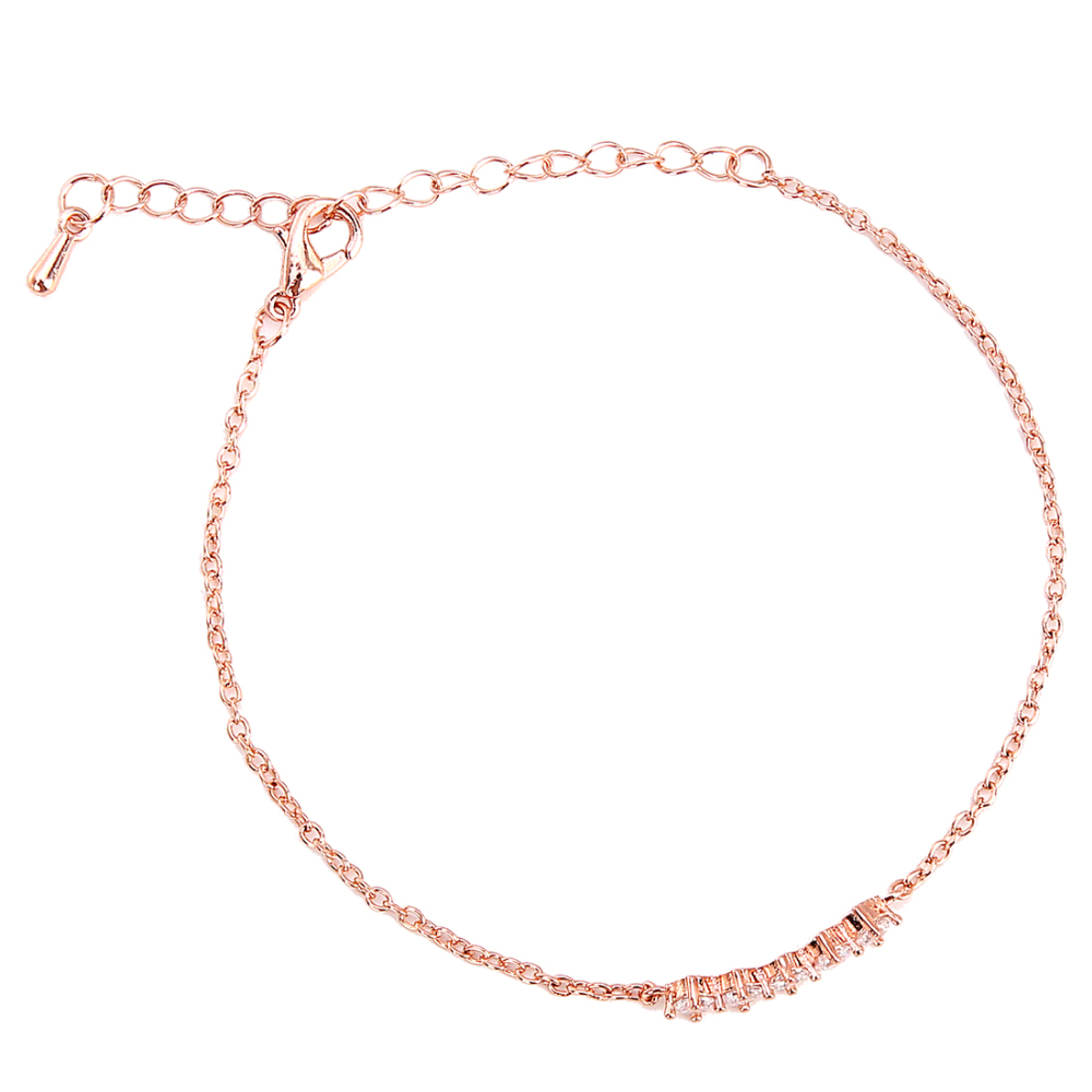 Female Popular Rose Gold 5 Zirco inlay Chain Adjustable Bracelet