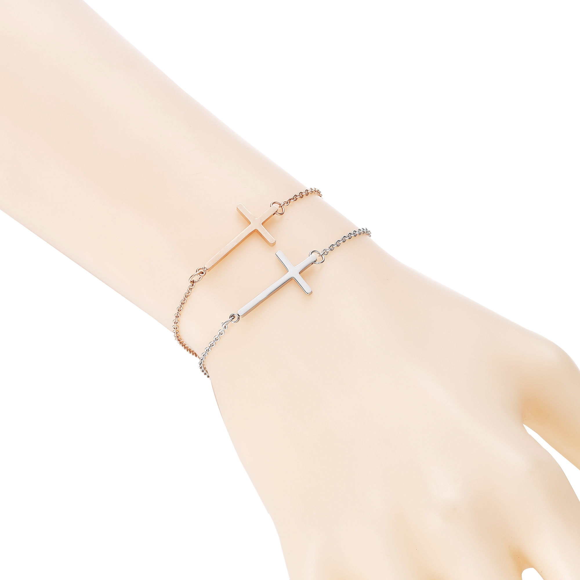 Silver Stainless Steel Cross Bracelet Women Fashion Gift For Women