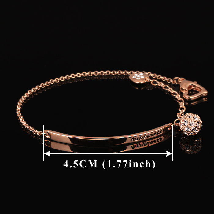 Stainless Stee Adjustable Bracelets Happiness Heartbeat Charm Jewelry for Women
