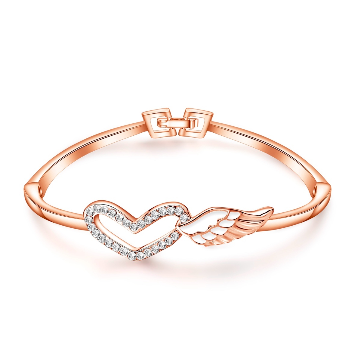 Love Wings Rose Gold Bracelet White Diamond