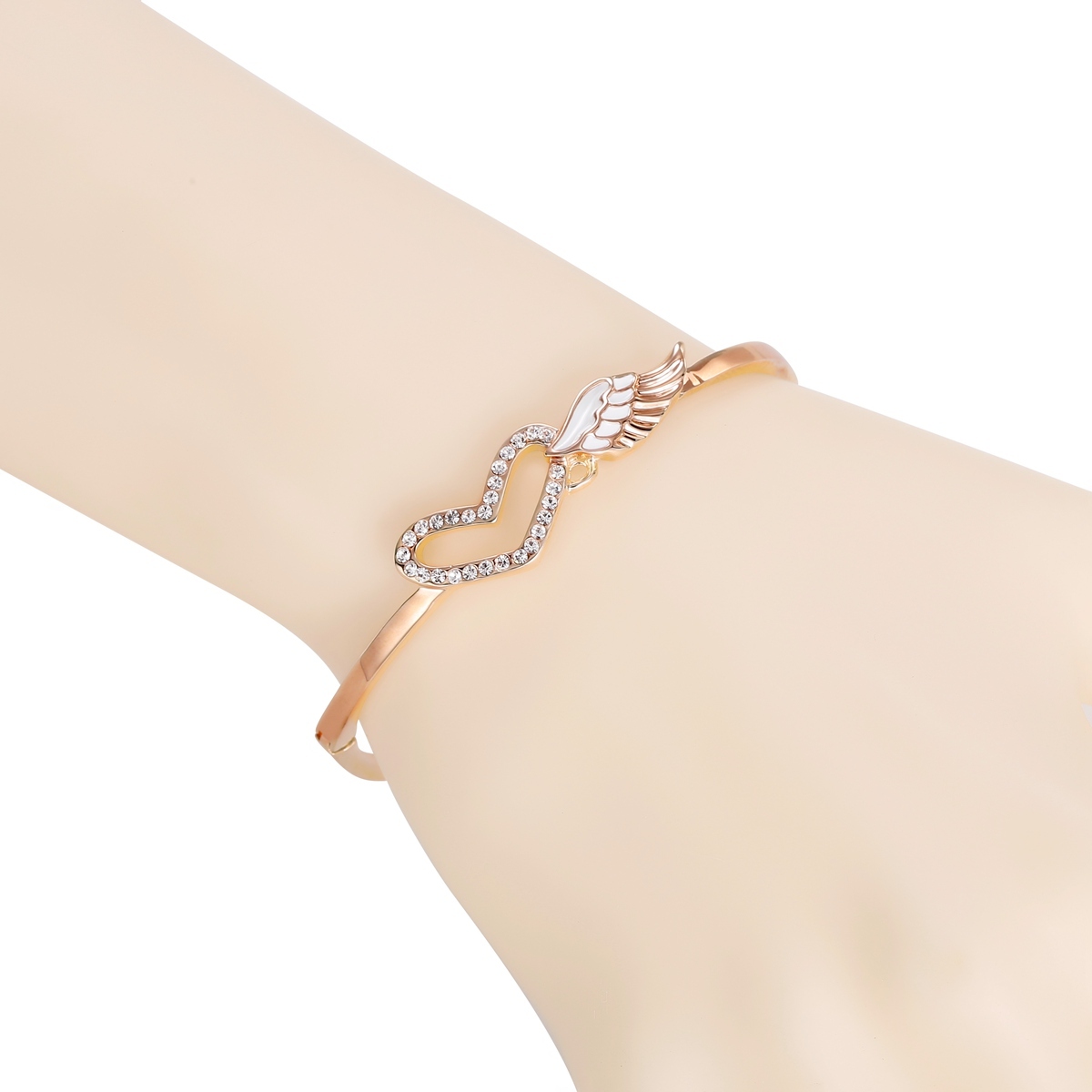 Love Wings Rose Gold Bracelet White Diamond
