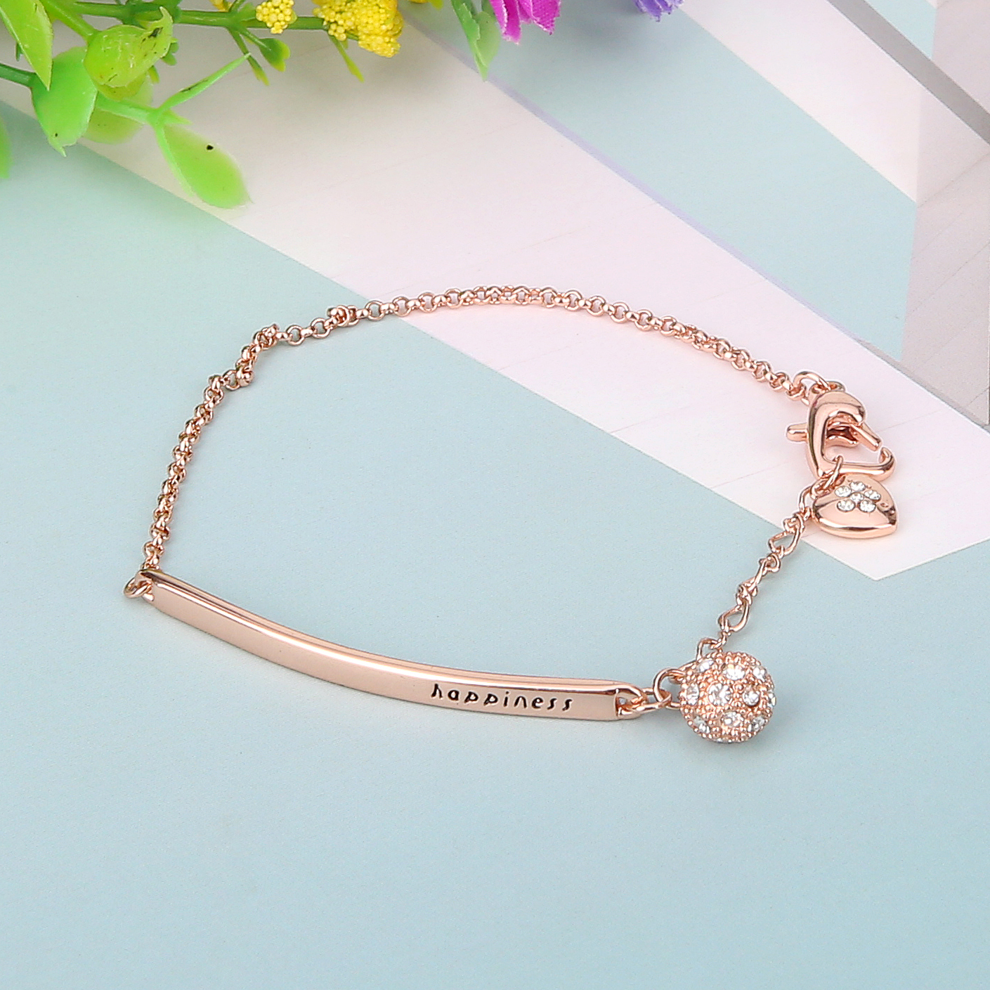Stainless Stee Adjustable Bracelets Happiness Heartbeat Charm Jewelry for Women