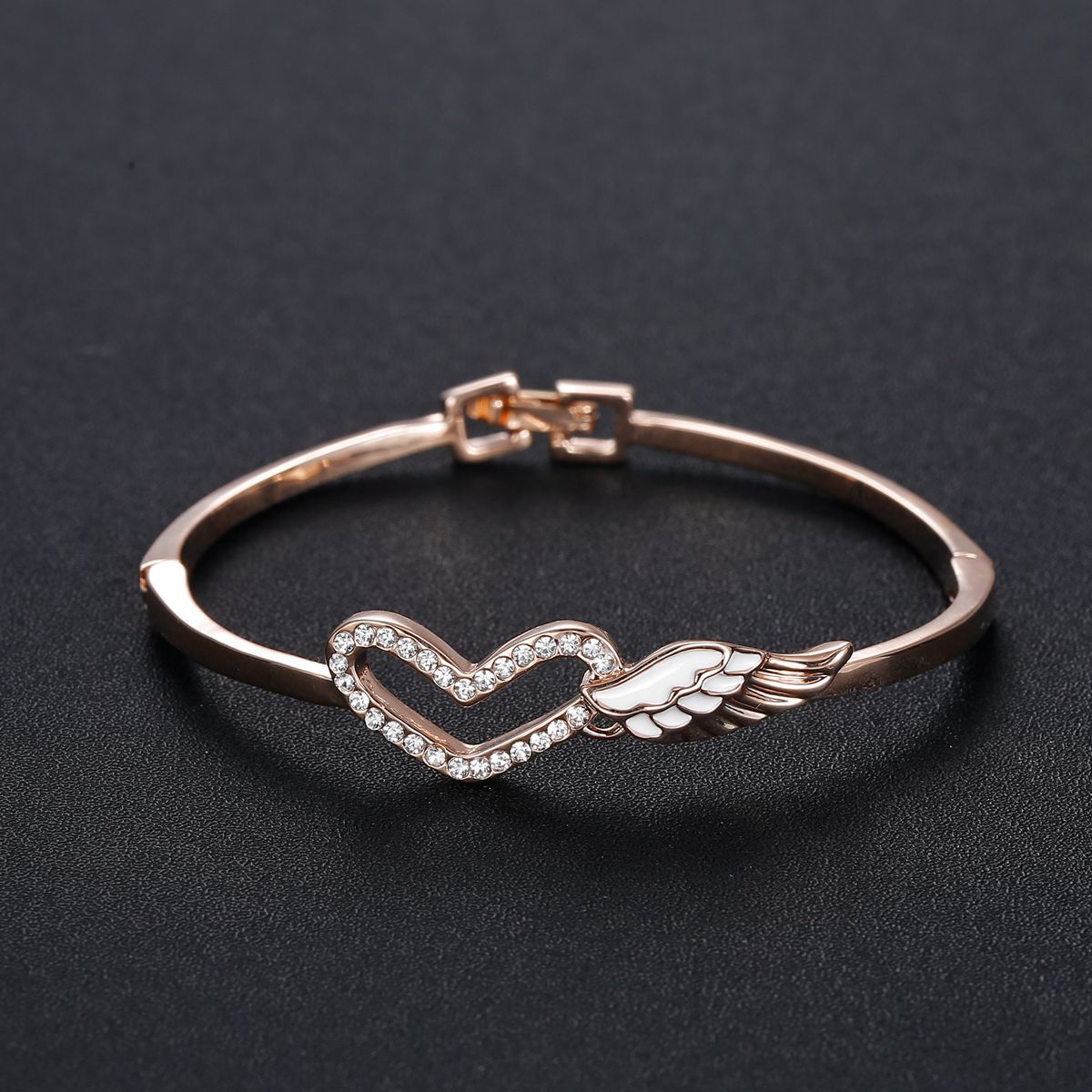 Love Wings Rose Gold Bracelet White Diamond