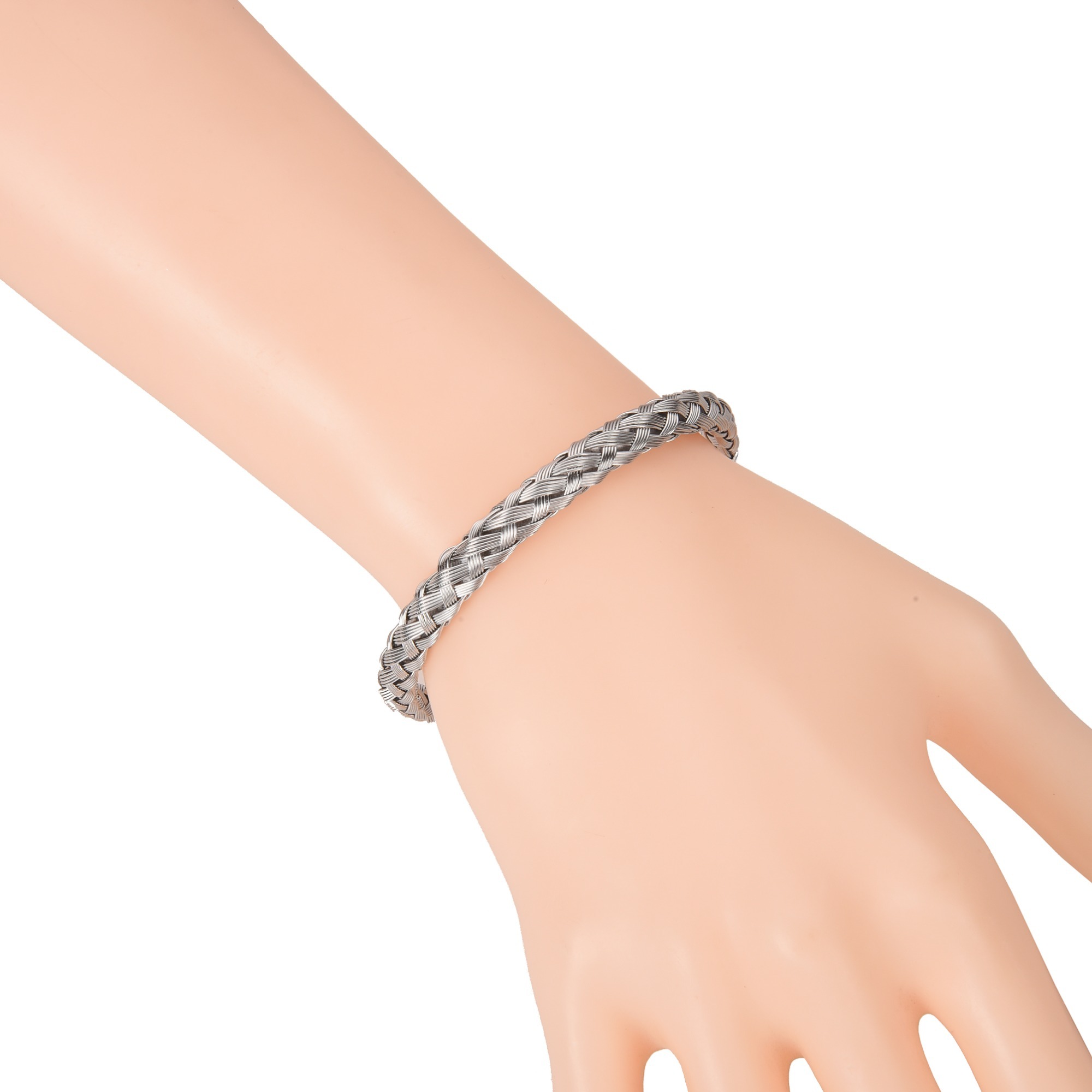 Titanium Steel for Women Bangle Bracelet Wrist in Heart and CZ Stone Jewelry