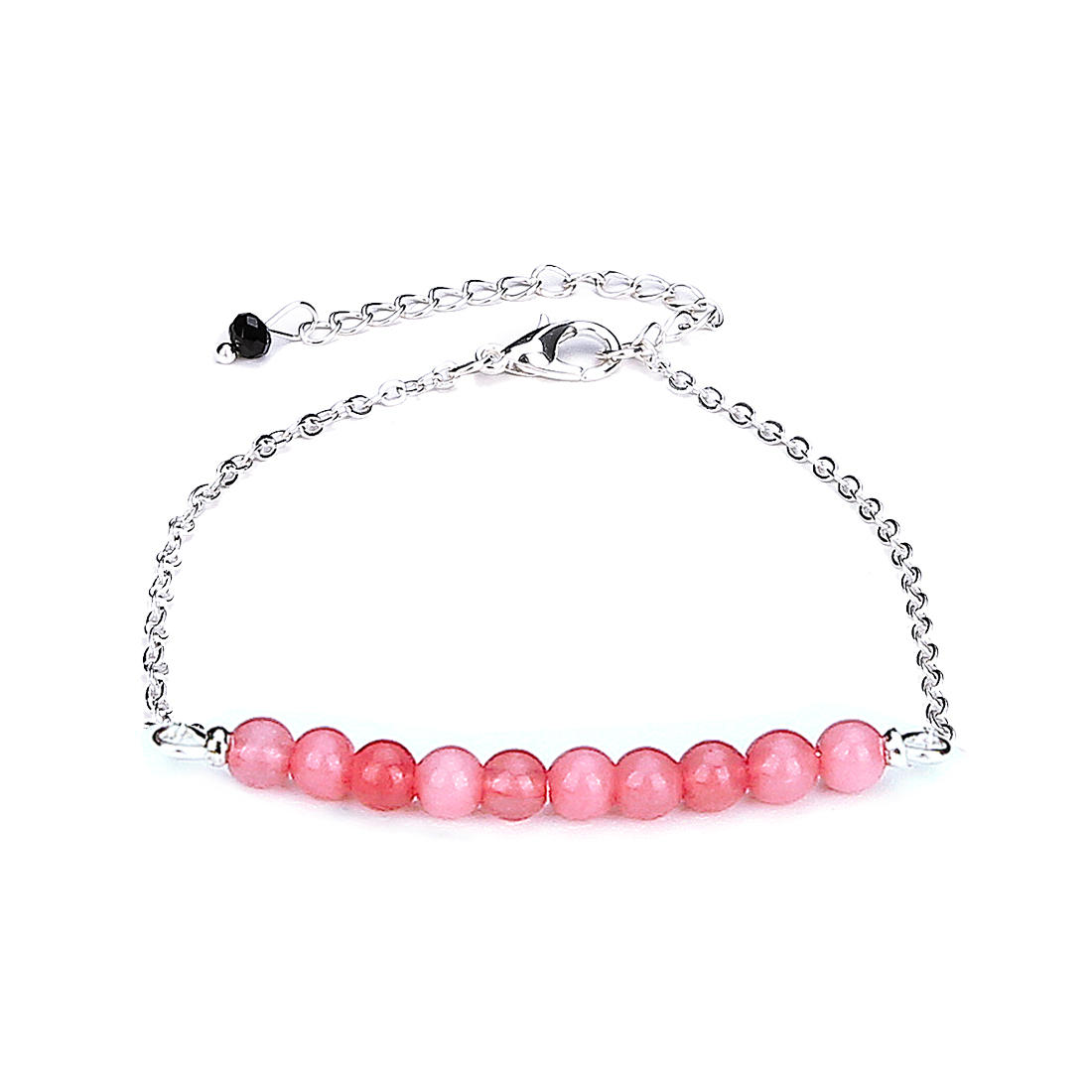 4mm Natural Agate Positioning Beads Chain Adjustable Bracelet for Girl