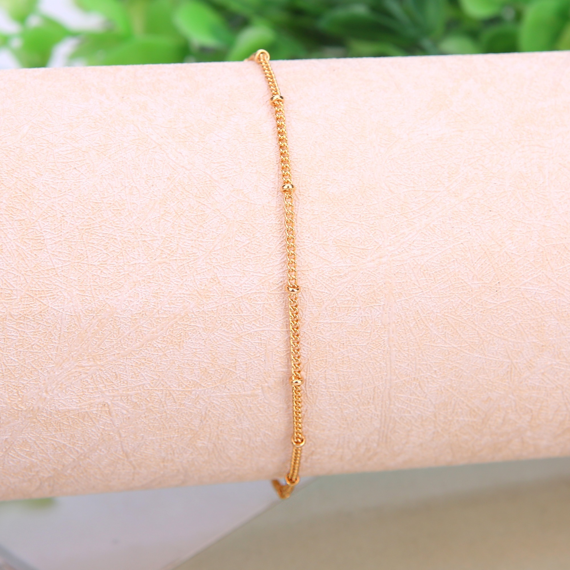 Fashion Metal Bean Chain Thin Chain Bead Ball Bracelet for Women