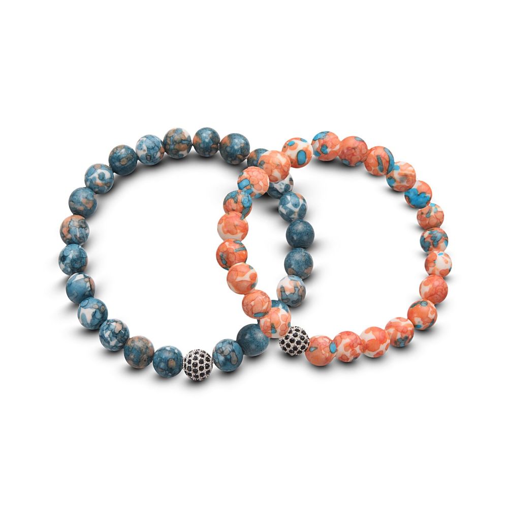 8MM Micro Inlaid Ball Pink Pattern Stone Ball Bracelet