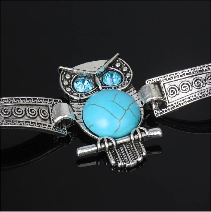 Vintage Rimous Turquoise Tibetan Owl Cuff Bracelet fashion Style Charm Jewelry