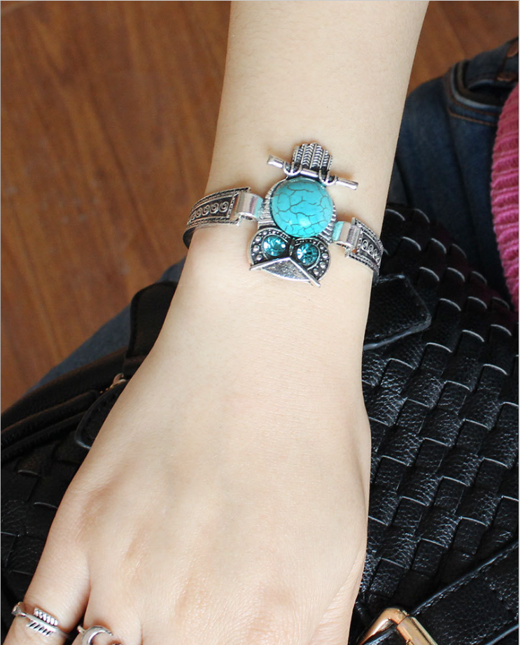 Vintage Rimous Turquoise Tibetan Owl Cuff Bracelet fashion Style Charm Jewelry