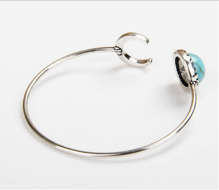Fashion Accessories Marbled Circular Turquoise Opening Adjustable Bracelet
