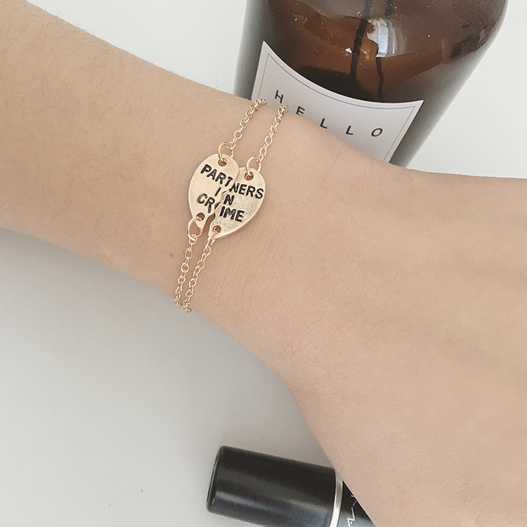 Beautiful Friends&Lovers Heart-Shaped Stitching Bracelet Wild Couple Jewelry