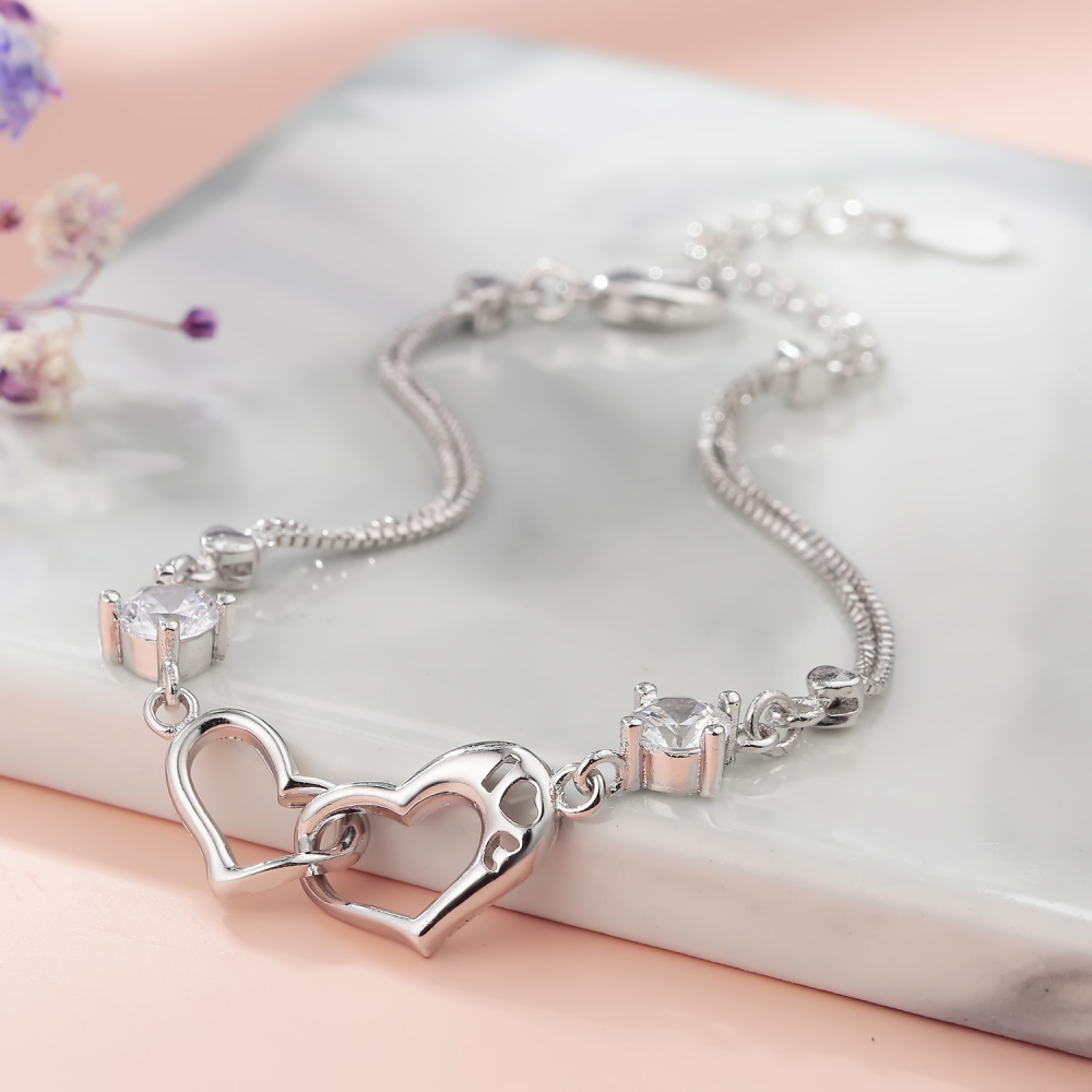 Zircon Women Chain Heart Bracelet Women Fashion Gift For Women Women Bracelet