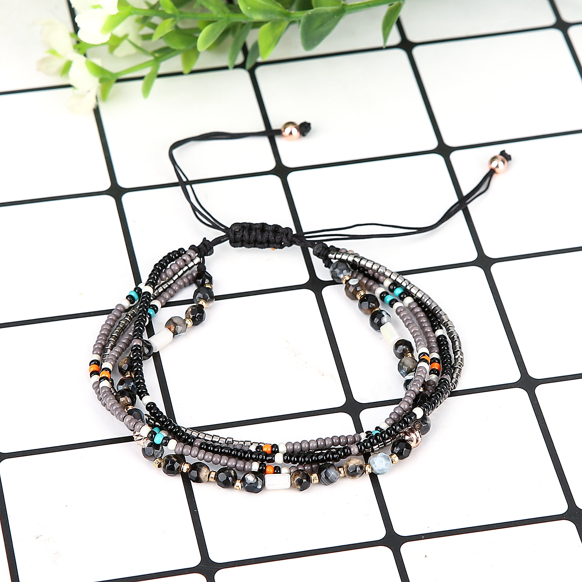 Handmade Multi-layer Bohemian Multi-Colored Sequin Gold Cuff Bracelet for Women