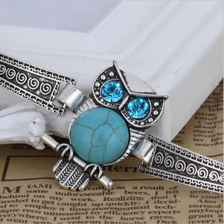 Vintage Rimous Turquoise Tibetan Owl Cuff Bracelet fashion Style Charm Jewelry