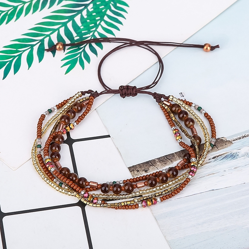 Handmade Multi-layer Bohemian Multi-Colored Sequin Gold Cuff Bracelet for Women