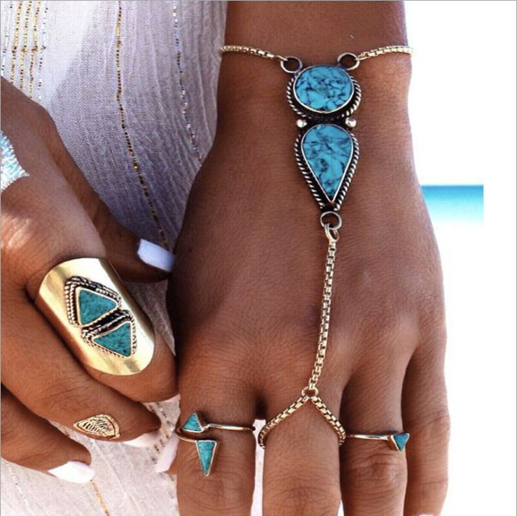 European foreign trade new Style Bohemian national wind beach turquoise Bracelet