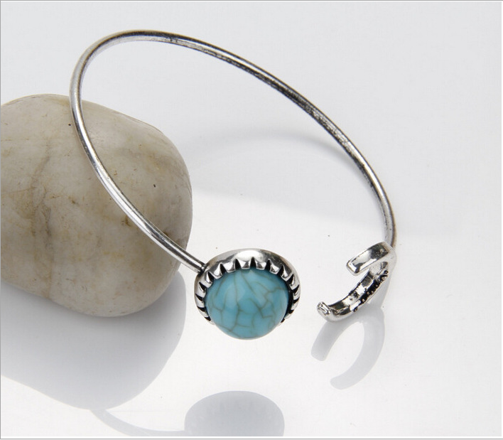 Fashion Accessories Marbled Circular Turquoise Opening Adjustable Bracelet