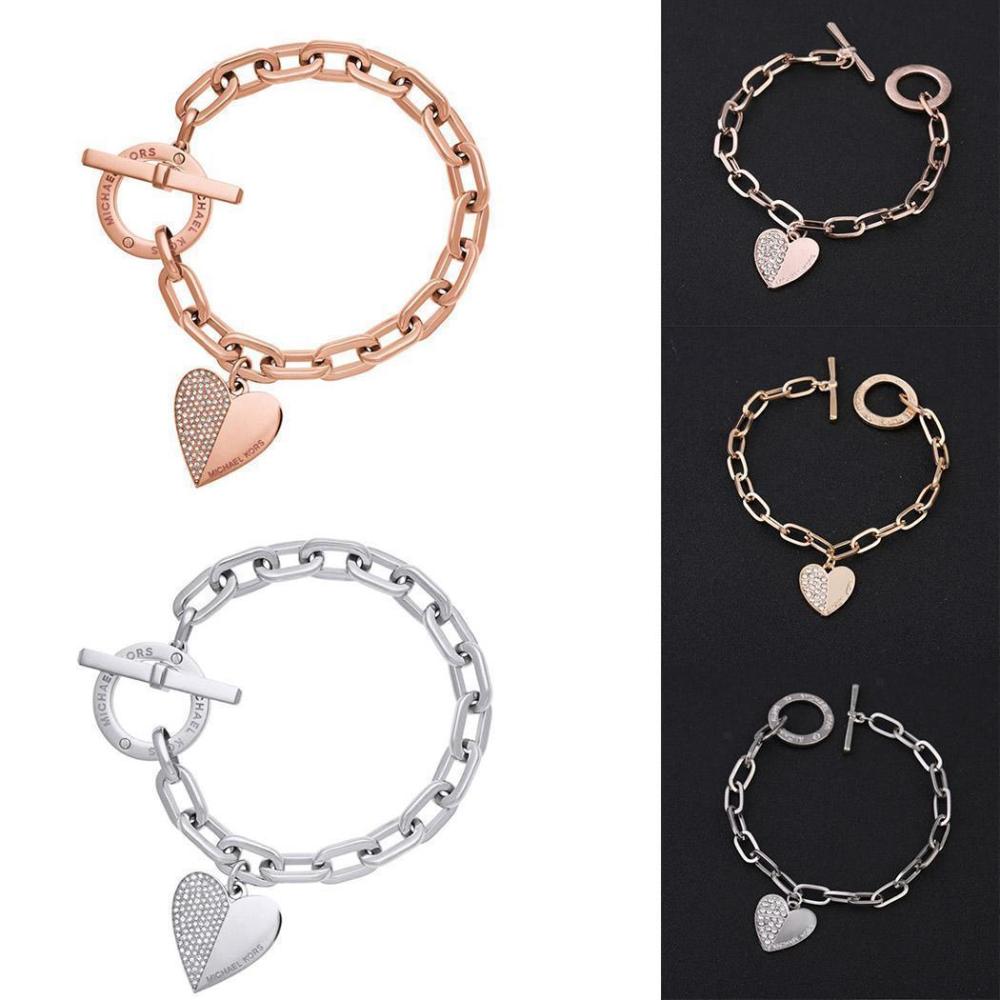 Rose Gold Alloy Bracelet With Diamond Heart Women Fashion Gift For Women Fashion Bracelets