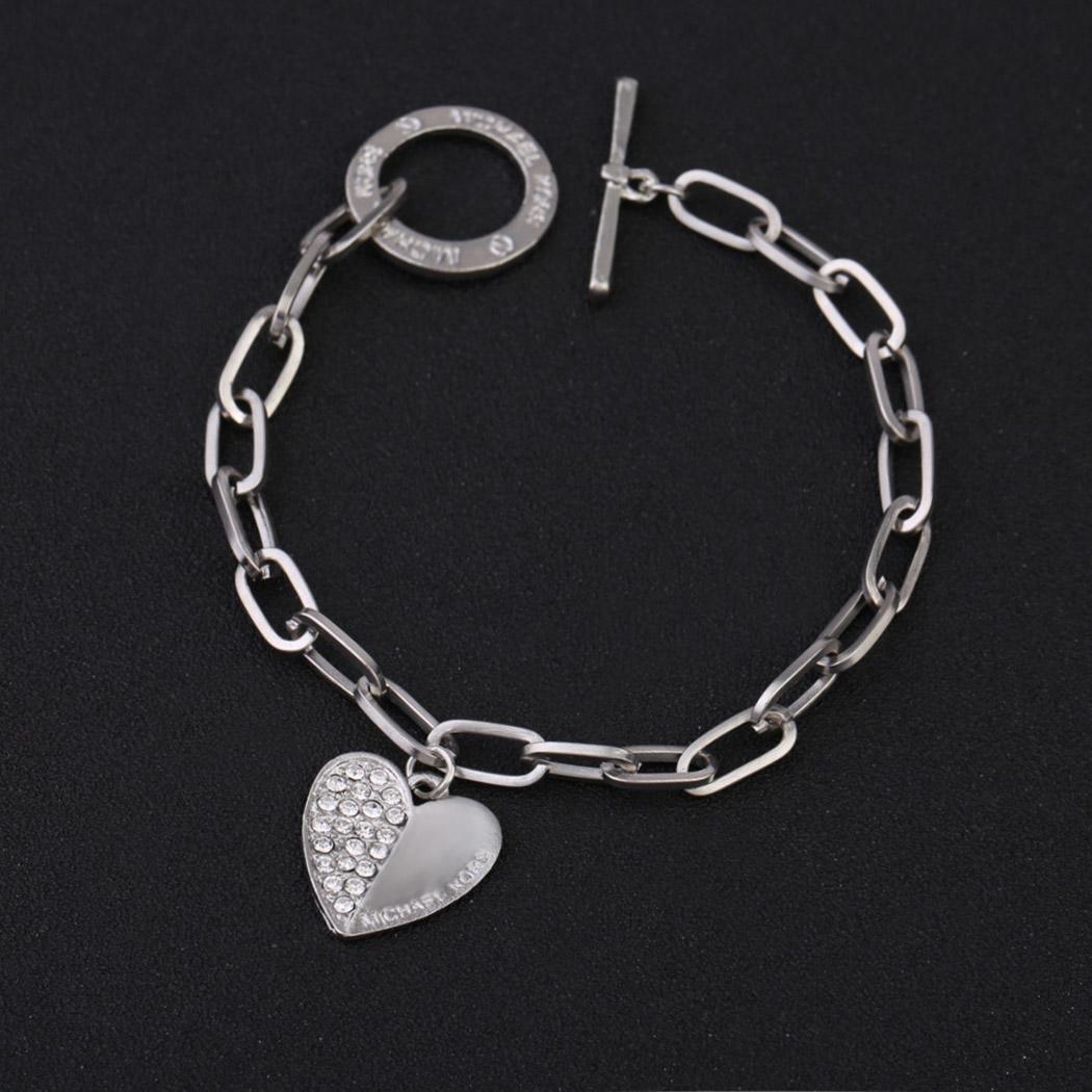 Rose Gold Alloy Bracelet With Diamond Heart Women Fashion Gift For Women Fashion Bracelets
