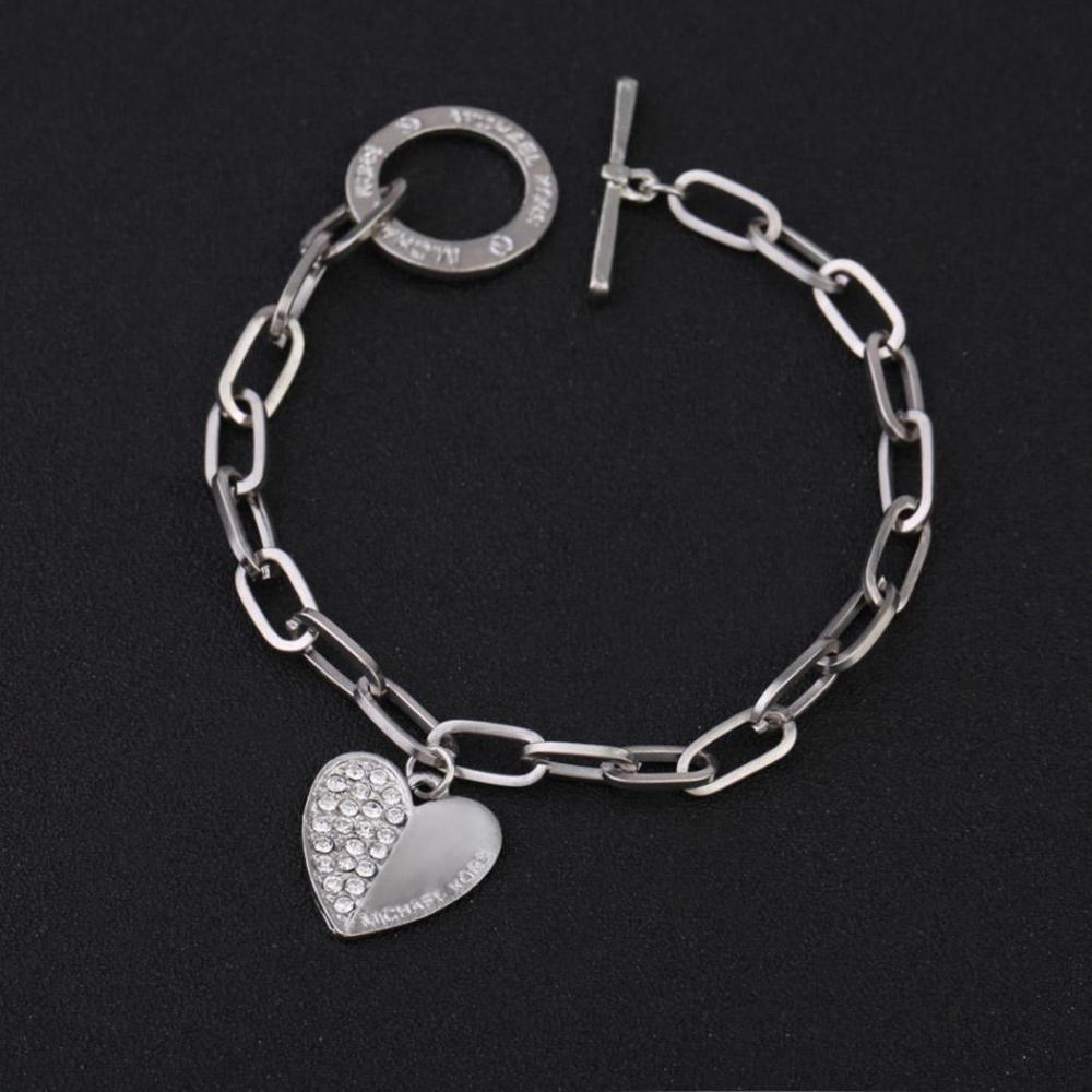 Rose Gold Alloy Bracelet With Diamond Heart Women Fashion Gift For Women Fashion Bracelets