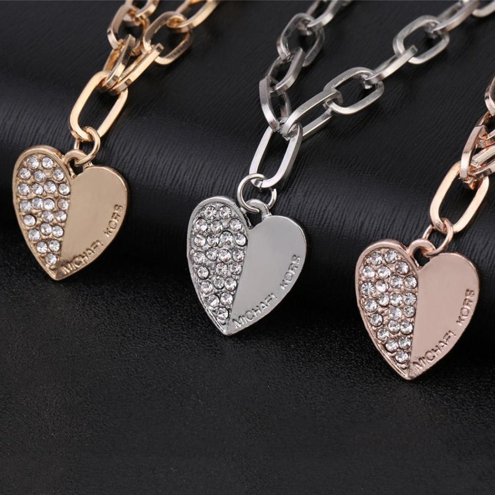 Rose Gold Alloy Bracelet With Diamond Heart Women Fashion Gift For Women Fashion Bracelets