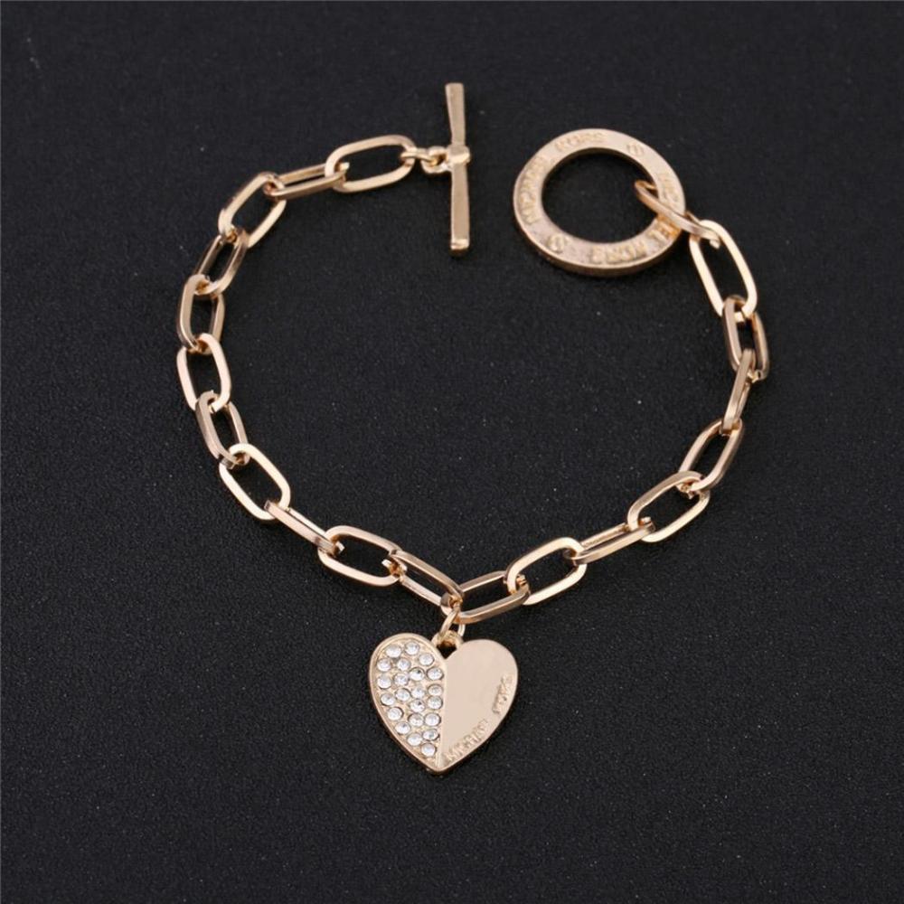 Rose Gold Alloy Bracelet With Diamond Heart Women Fashion Gift For Women Fashion Bracelets