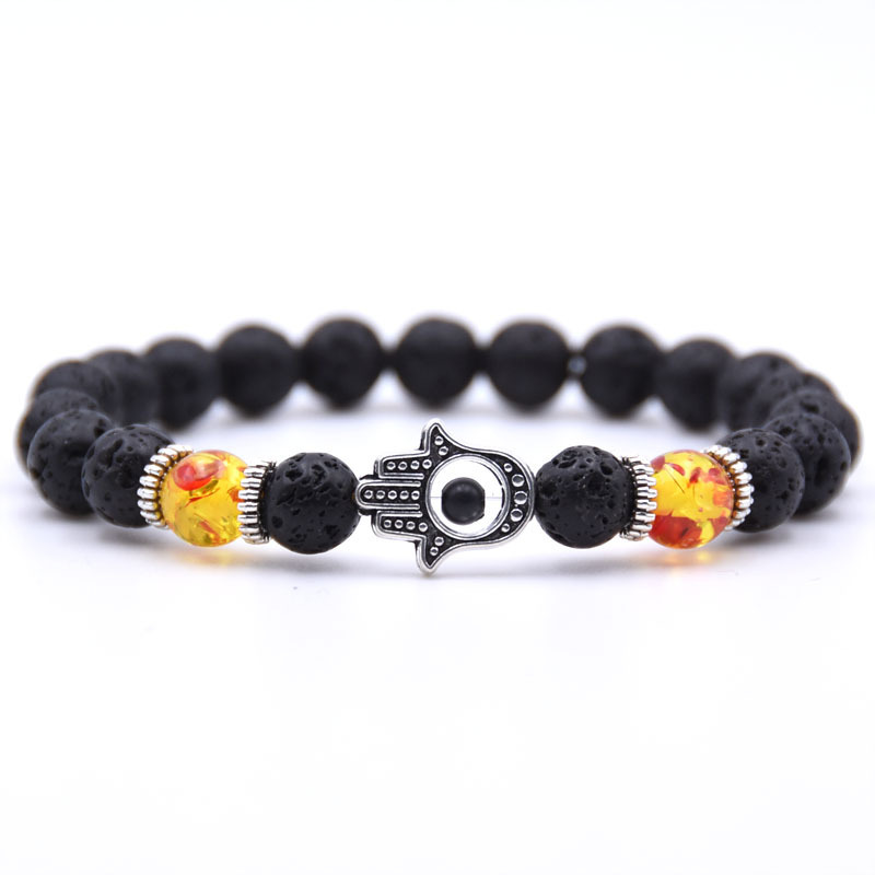 Lion Head Alloy 8MM Lava Stone Bracelet Man Fashion Women Fashion Gift For Women Fashion Bracelets