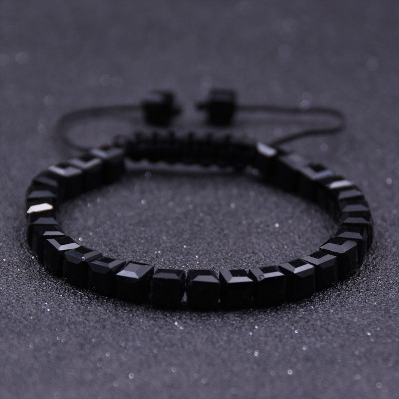 Charm Men Natural Yellow Crystal Hexagonal Bead Bracelet Macrame Bangle Gift