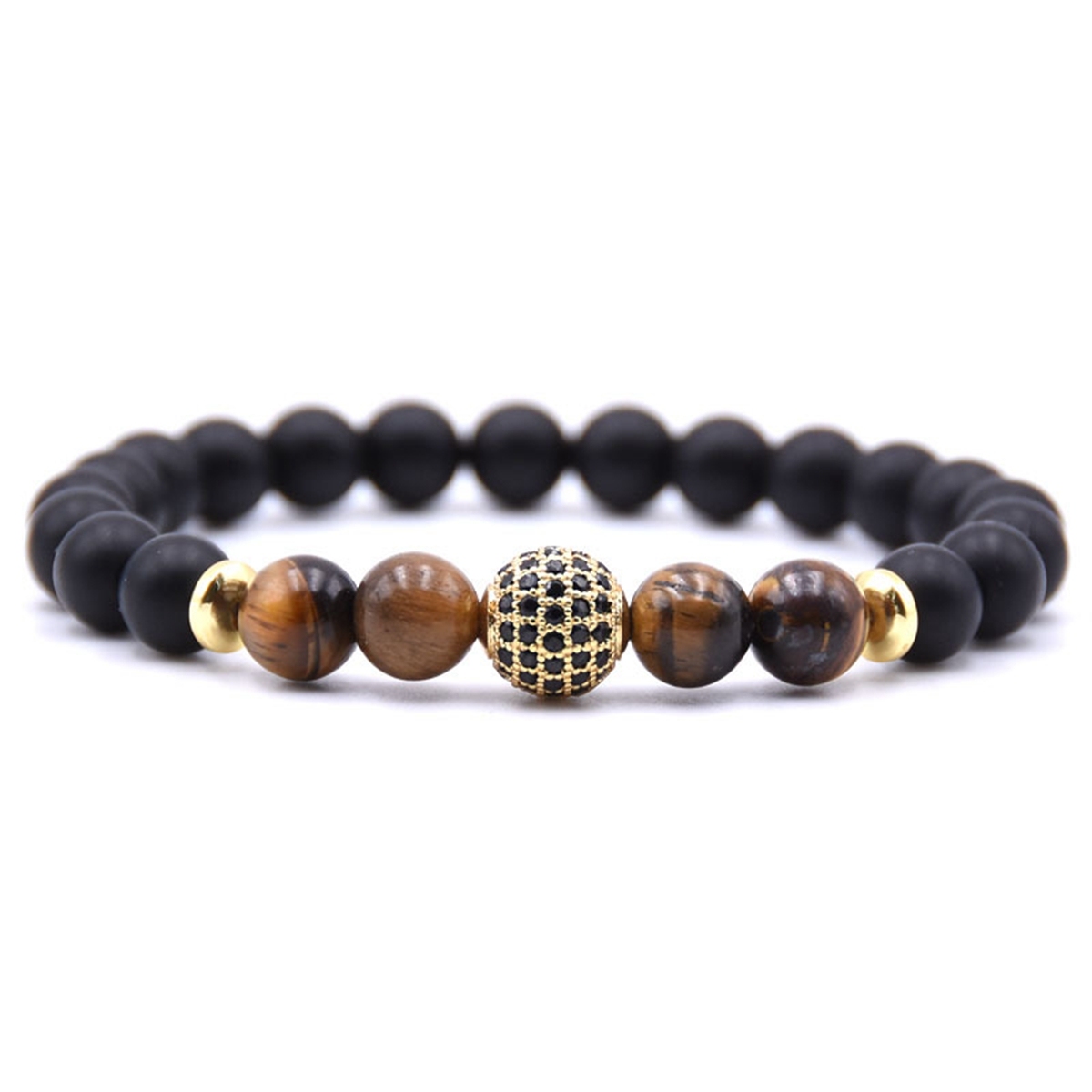 Matte Black Stone Women Bracelet with Color Semi Precious Stone Beads Bangle
