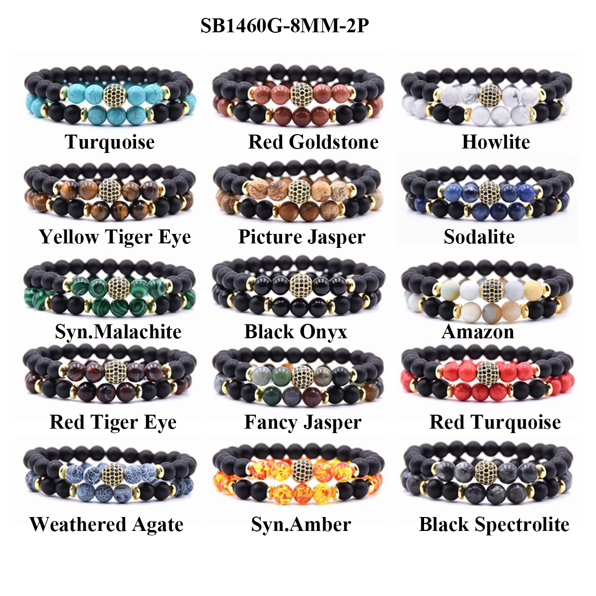 2pcs/Set Natural Matte Agate Stone Micro Pave CZ Disco Ball Charm Bracelet