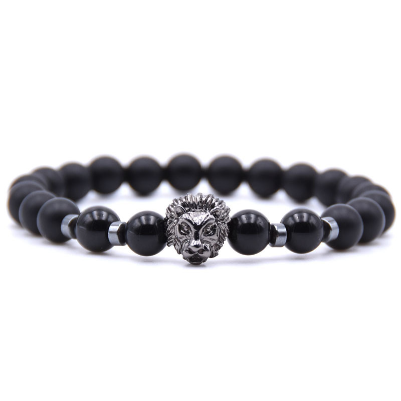 Lion Head Natural Weathering Agate Volcanic Stone Beads Bracelet Man Fashion Women Fashion Gift For Women Fashion Bracelets