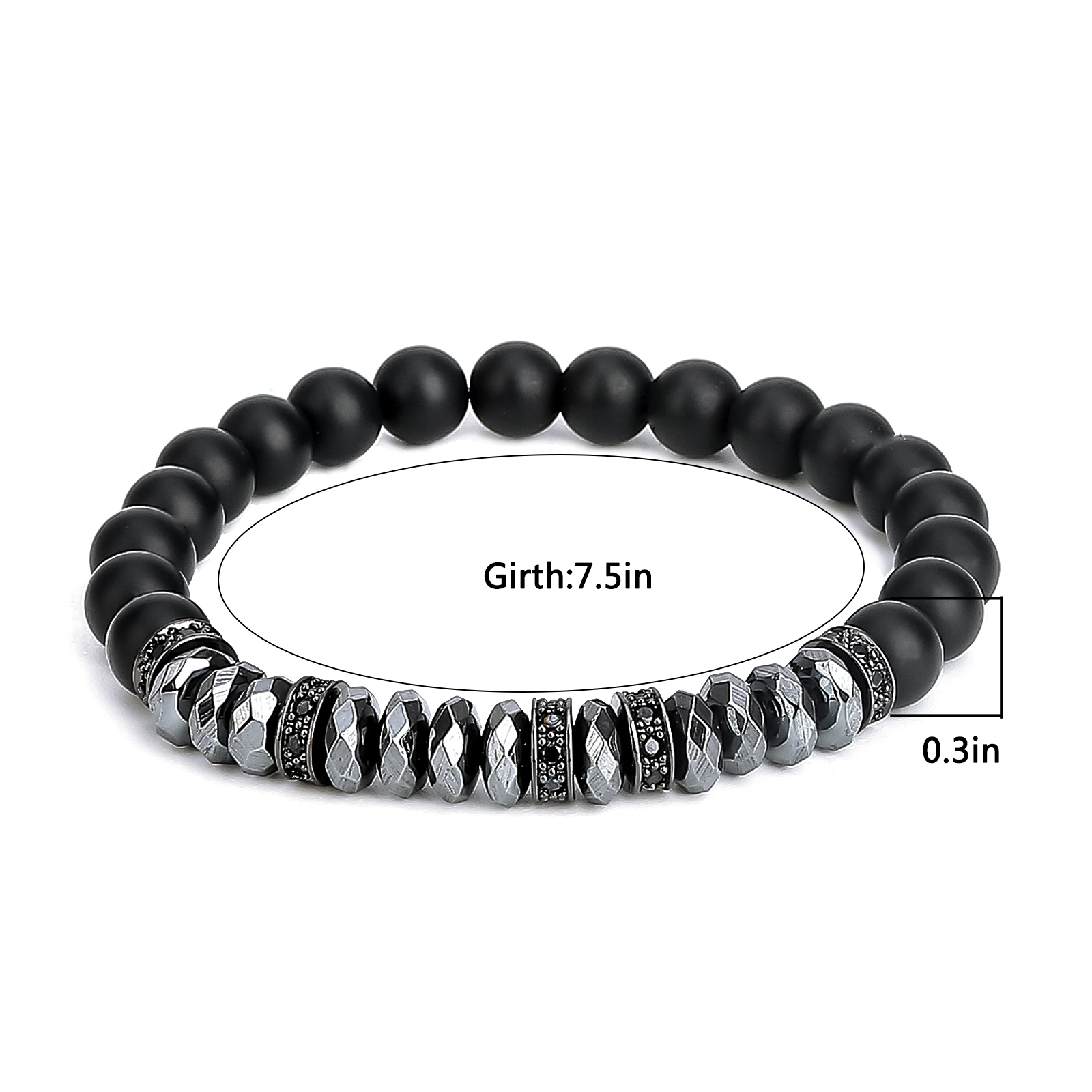 2pcs/set Matte Black Onyx Cow Head Bracelet Fashion Micro inlay zircon Jewelry