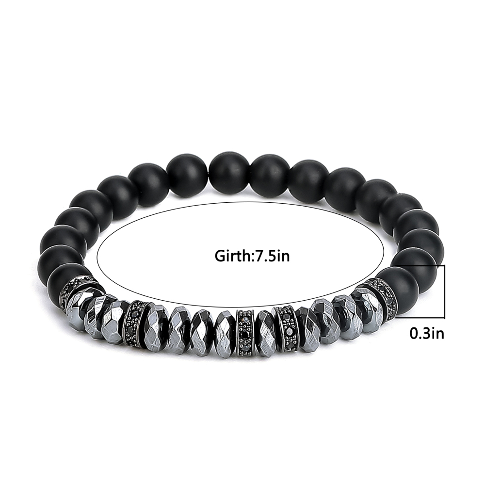 2pcs/set Matte Black Onyx Cow Head Bracelet Fashion Micro inlay zircon Jewelry