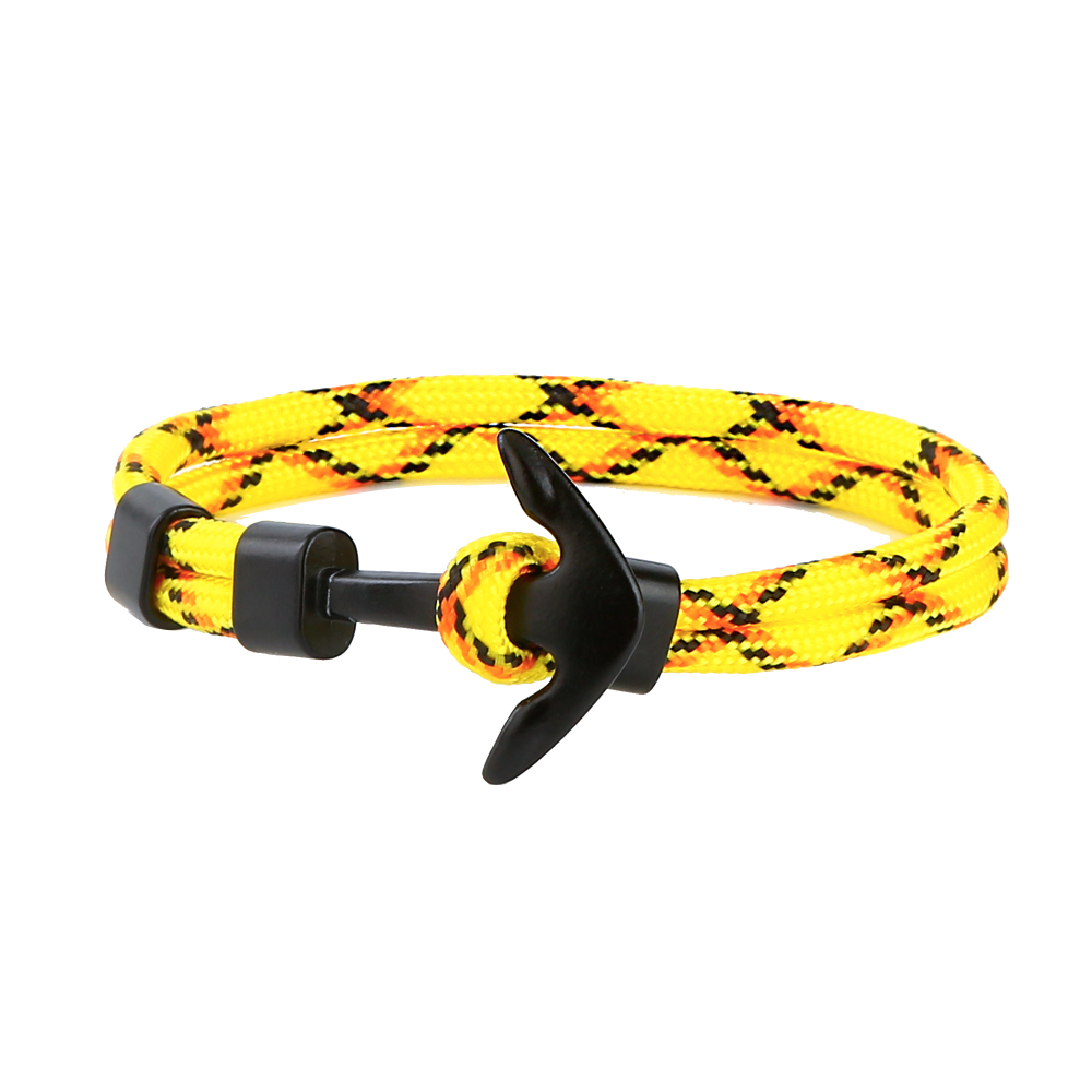 Metal Black Anchor Polyester Rope Men Surfer Army Fashion Wristband Bracelet Man Fashion Gift For Men Fashion Bracelets