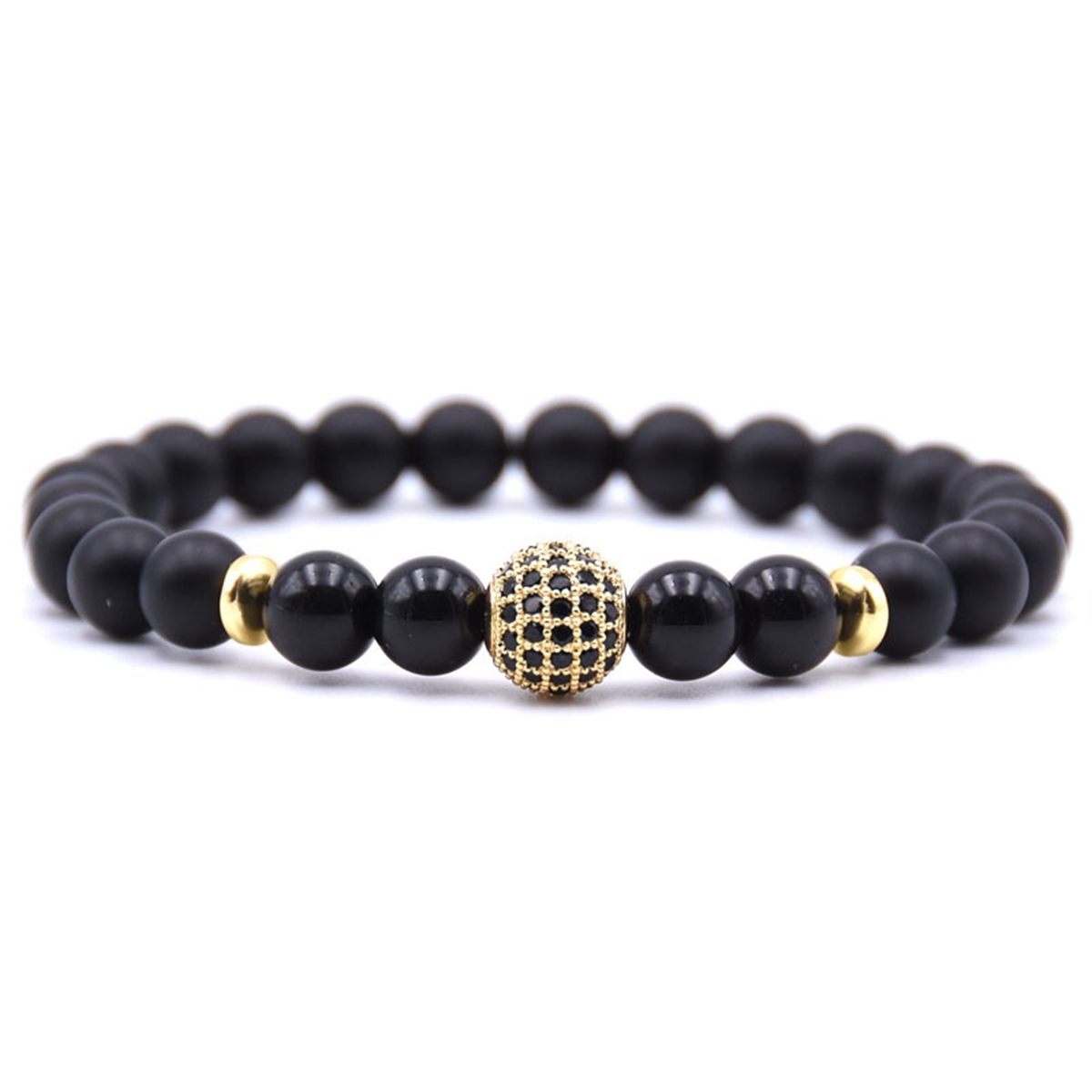 Matte Black Stone Women Bracelet with Color Semi Precious Stone Beads Bangle