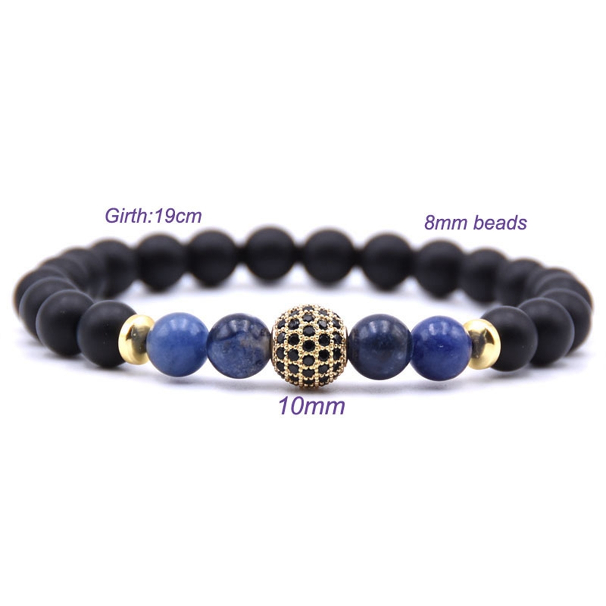 Matte Black Stone Women Bracelet with Color Semi Precious Stone Beads Bangle