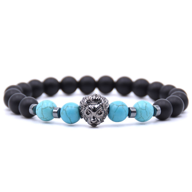 Lion Head Natural Weathering Agate Volcanic Stone Beads Bracelet Man Fashion Women Fashion Gift For Women Fashion Bracelets